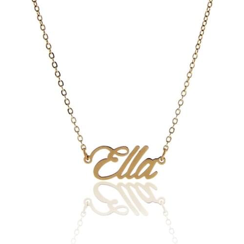 Ella Name Necklace for Women Script initial Pendant Gold Color Stainless Steel Popular Nameplate Letters Jewelry NL2384