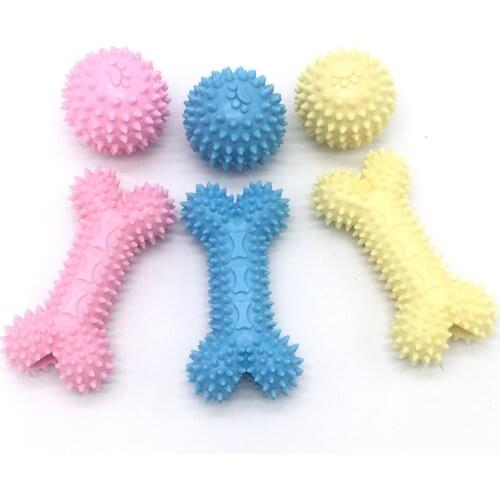 Dog Chew Toy Pet Molar Hedgehog Ball Remove Bad Breath Cleaning Tooth Toy Bite Resistant Bone Shape Puppy Interactive Rubber Toy