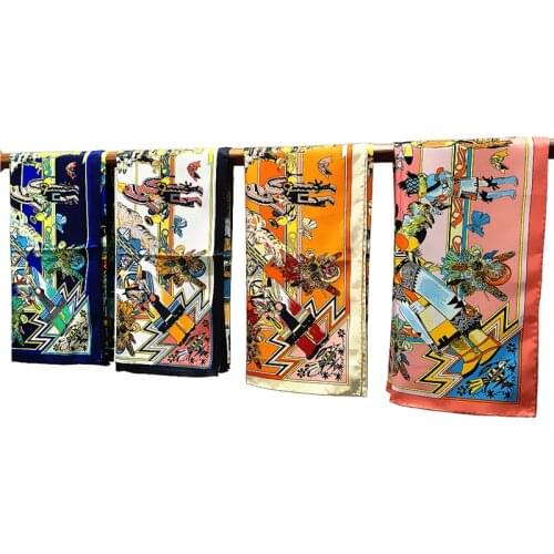 Winter Thermal 90cm hand-rolled mythology series ladies square scarf sunscreen shawl Dustproof Wristband Poncho bandana women