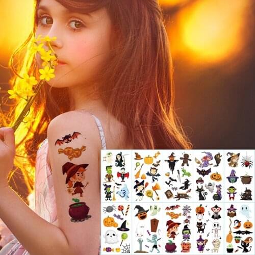 10pcs/lot New Halloween tattoo set face temporary tattoo sticker body tatoo for kids Cartoon Christmas tattoo children tattoos