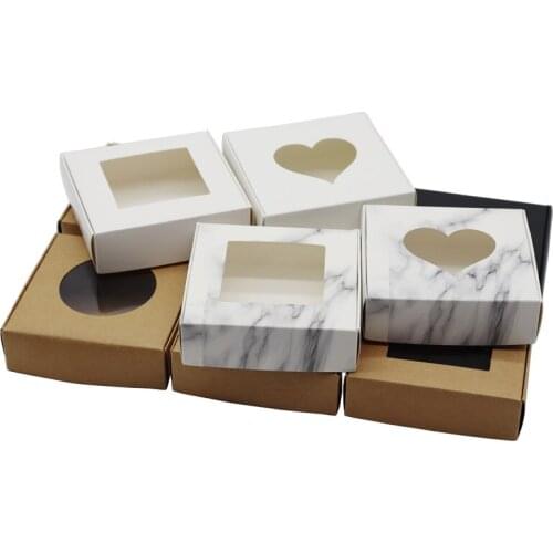 30Pcs Kraft Handmade Baking Cookie Packaging Boxes Wedding Candy Packaging Paper Box Festival Decoration Supplies