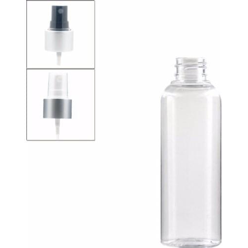 5oz/150ml empty plastic bottle , clear pet bottle with black/white aluminum fine mist sprayer