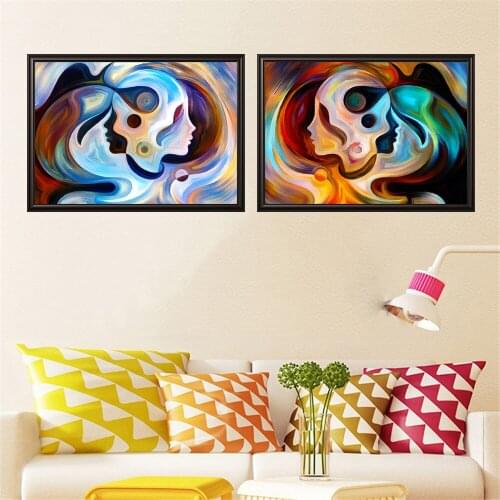 Abstract Portrait Modern Minimalist Studio Hotel Room Art Prints Set Of 2 Print Colorful Painting No Frame Pictures