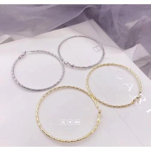 Free Shipping Gold Silver Color Round Big Hoop Earring for Women Trendy Jewelry wholesale Earings Women Accessories HOT
