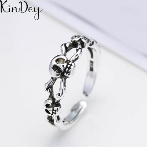 Bohemian Charm Boho Skull Rings For Women Lover Wedding Bridal Valentines Gifts Men Open Retro Antique Rings