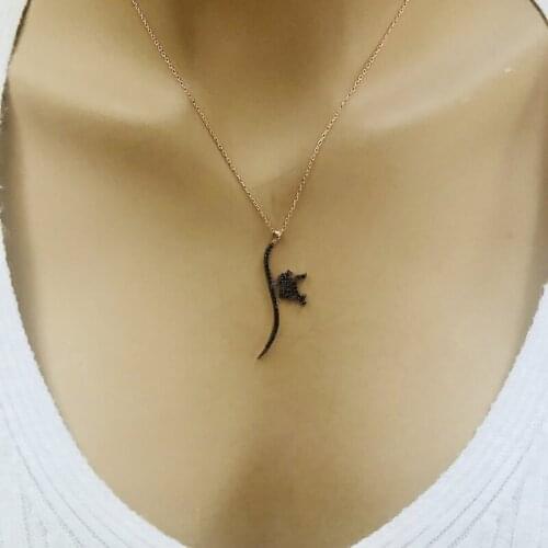 Black No 925 Sterling Silver Necklace Women Girls Gift Jewelry Accessories Fashion Handmade Elegant Chain