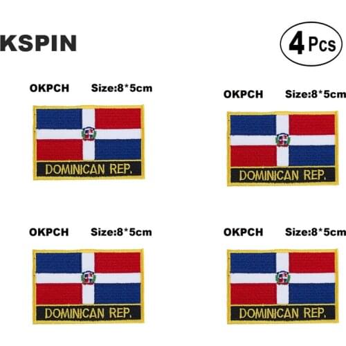 Dominican Rep. Rectangular Shape Flag Iron on Saw on Patches Embroidered Flag Patches National Flag Patches for Clothing