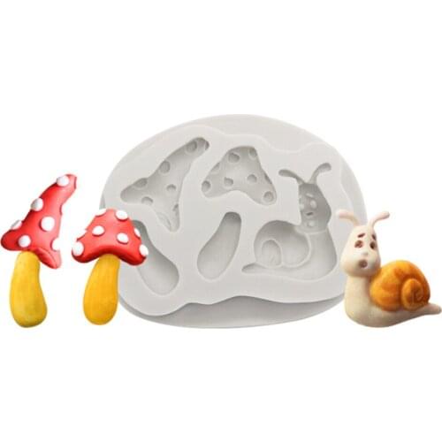 Mushroom Fondant Mould Snails Shape Silicone Mold Cake Decorating Tools Forest Series Decoration Mould Cake Tools