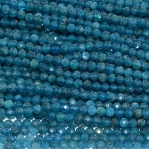 Natural Dark Blue Apatite Faceted Round Beads 3.2mm