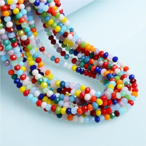 Juleecrystal 4mm Rondelle Glass Beads Colorful Mixed Crystal Beads for Jewelry Making