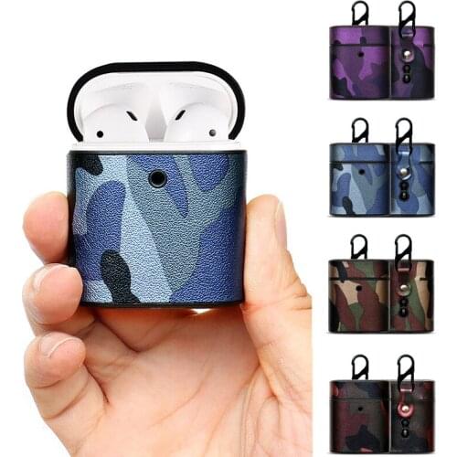 For Airpods Pro 1 2 3 PU Leather Camouflage Earphone Cases Headphone Accessories Charging Box Bags Shell Protective Sleeve