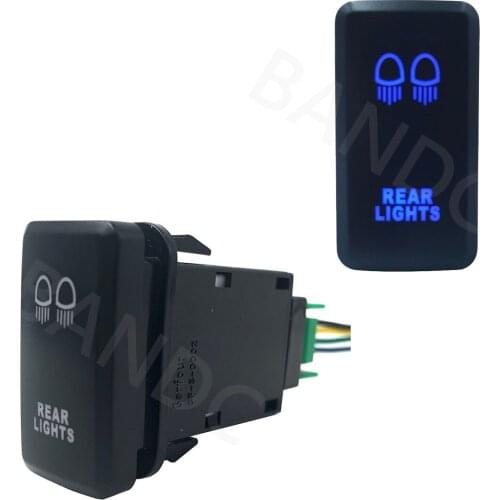 2 BLUE Led, 3A 12V Car REAR LIGHTS ON OFF SPST Push Switch with Wiring Connector for Toyota Prado 120 Series Toyota FJ Cruiser