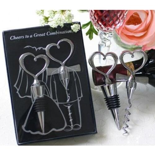 Love Heart Corkscrew Bottle Opener Set Wine Bottle Stopper For Wedding Decor Wedding Gift Love Wine Set
