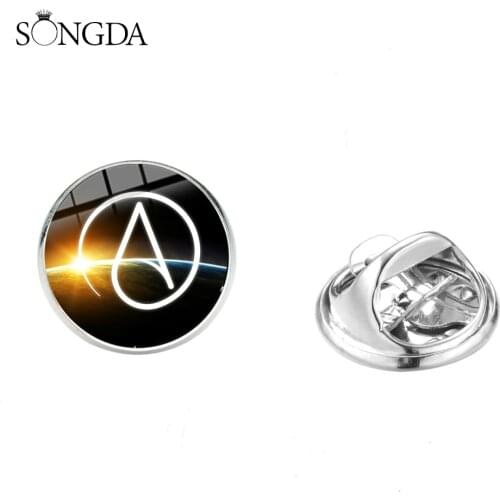 Minimalism Atheism Movement Badges Steampunk Atheist Atom Symbol Materialism Alloy Clasp Pins Brooches for Science Lover