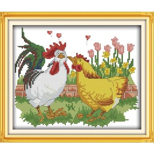 The big cock (7) cross stitch kit animal bird lovers family chicken on grass cross-stitching embroidery DIY handmade needlework