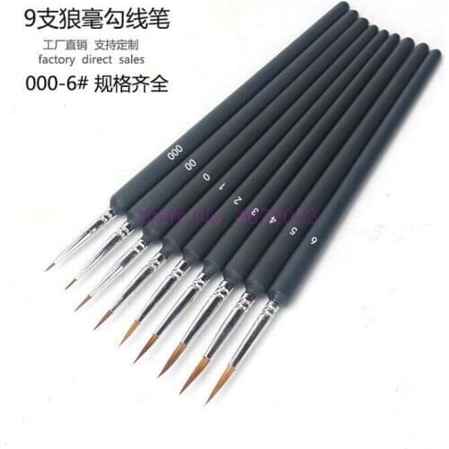 500pcs/lot Different Size Weasel Hair Hook Line Pen Fine Paint Brush Set Artist Gouche Watercolor Acrylic Painting Brush
