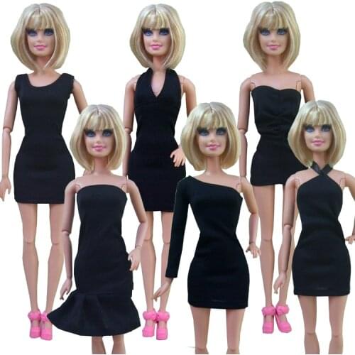 New arrival 5 sets black short dress skirt for for Barbie Doll baby girl birthday gift