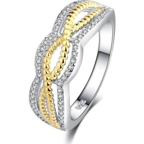 Wedding Rings for Women Hollow Twist Shape Ring Twisted Pattern Gold Two-tone Separation Micro-inlay Drill Silver love gifts