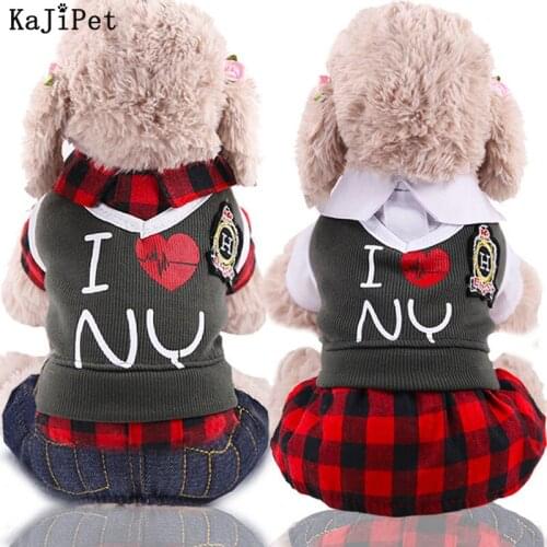 Pet Dog Clothes For Small Dogs Winter College Style Couple Dog Dress Bodysuit Warm Dog Coat Winter Dogs Clothes French Bulldog