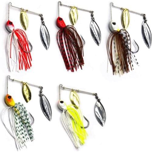 ONE Set 5pcs Fishing Hard Spinner Lure Spinnerbait New Bass Fish Accessories Tools Artificial Fishing Beard bait