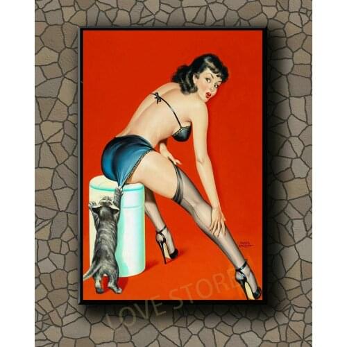 P456 Vintage Beautiful Pin-up Girl Classic Picture 602 Silk Fabric Poster Art Decor Indoor Painting Gift