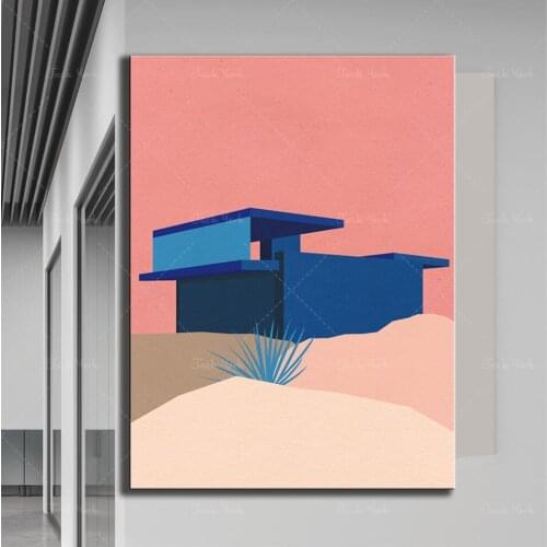 Poster Art Print Illustration – Kaufmann Desert House Palm Springs Blue - Rosé