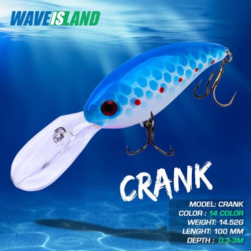 WAVEISLAND Floating Crankbait Fishing Lure14g 10cm Hard Rock Mino Fish Tackle Trout Lures Articulos De Pesca Fake Trolling Baits