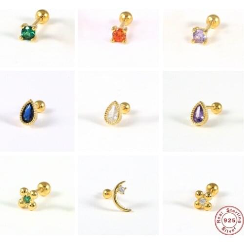 S925 Sterling Silver Womens Earring Jewerly Gift Minimalist Piercing pendientes plata 925 Bling Zircon Cute Mini Stud Earrings