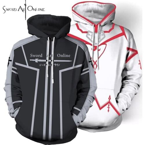 Anime Sword Art Online SAO Hoodie Kirito Kirigaya Kazuto Sweatshirt Yuuki Asuna Print Casual Sweatshirt Thin Hoodies Zipper Coat
