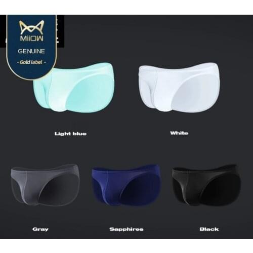 MiiOW 3 PCS Mens Seamless Ice Silk Underwear Thin Section Sexy Low-rise Underwear U-convex Tight-fitting Narrow-side Briefs