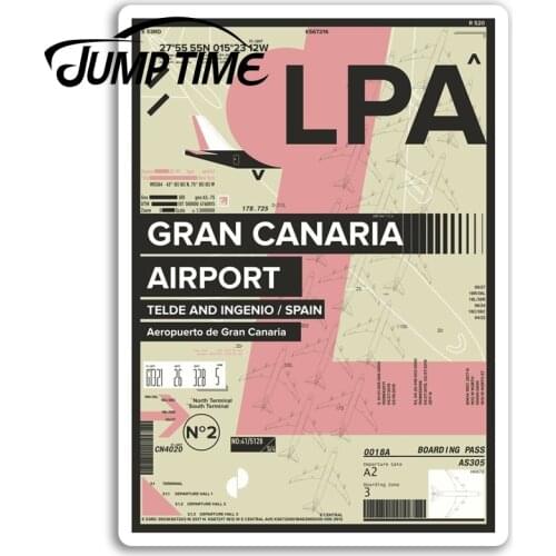 Jump Time for LPA Gran Canaria Airport Vinyl Stickers Spain Travel Sticker Bumper Decals Waterproof Car Accessories