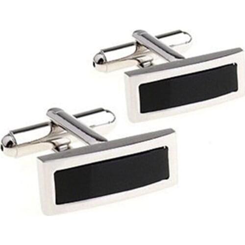 High Quality French Style Long black enamel Cufflinks For Mens Shirt Brand suit Cuff Buttons Top sale Cuff Links Jewelry