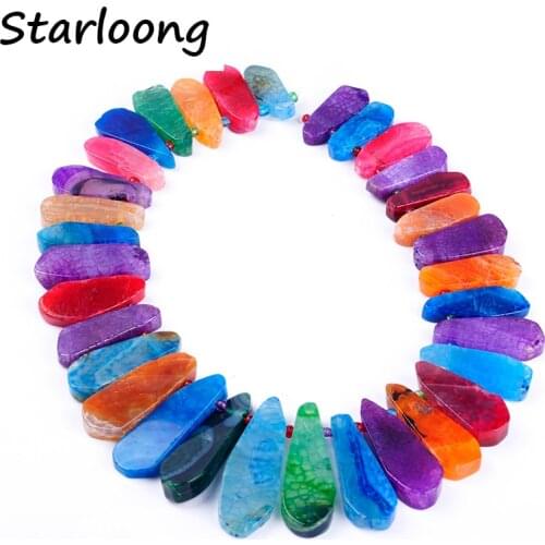 Top quality semi-precious multi-color waterdrop tower chain Natural Agata stone beads DIY jewelry making for jewelry crafts