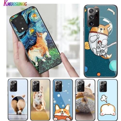 Bright Black Cover Cute Corgi Dog for Samsung S20 Ultra Plus A91 A81 A71 A51 A41 A31 A21 A21S A11 5G Phone Case