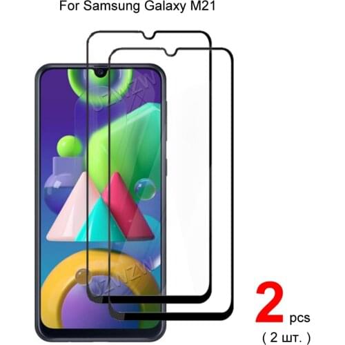 2pcs Glasses For Samsung Galaxy M21 Full Cover Screen Protector Protective Tempered Glass Guard