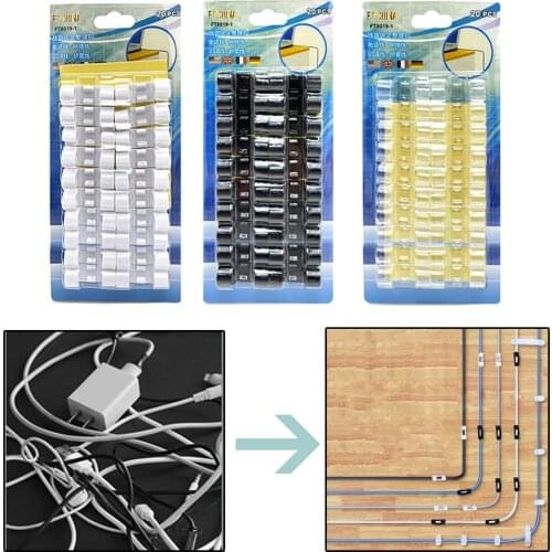 100/60/20/6Pcs Self Adhesive Cable Clips Finisher Wire Clamp Charging Cable Organizer Living Room Office USB Cable Winder Clip