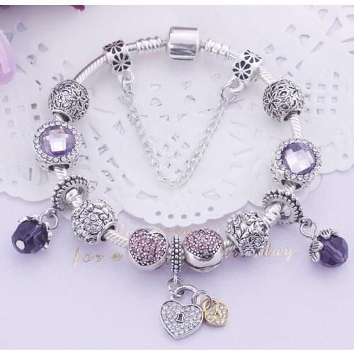 Hot Sale on Valentines Day Amethyst Gift Bracelet DIY Beaded Lady Popular Beaded Jewelry Include Ring Wholesale