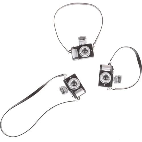 1pcs new Dollhouse Miniature Mini Belt Camera Doll Accessories Decoration Toy