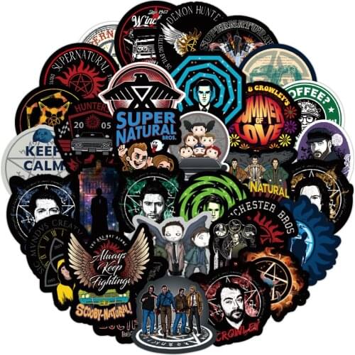 50Pcs Pack NEW Supernatural Decal Stickers American TV Series Stickers Toy For DIY Luggage Laptop Motorcycle Car Cool Pegatinas