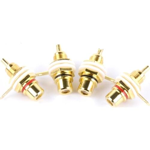 10pcs/lot Panel Mount Gold Plated RCA Female Plug Jack Audio Socket Amplifier Chassis Phono Connector With Nut Solder Cup