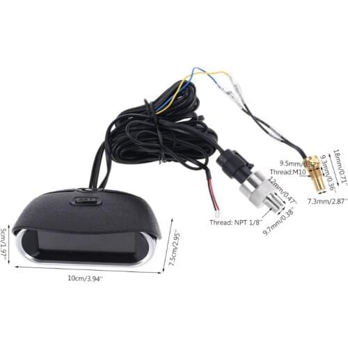 12v/24v Universal Car Oil Pressure Gauge + Temperature 10mm 1/8 NPT Sensor