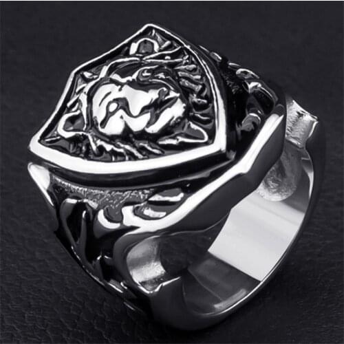 2021 Fashion Domineering Lion Head Shield Men Rings Punk Style For Party Alloy Male Jewelry Whole Sale Free Shipment