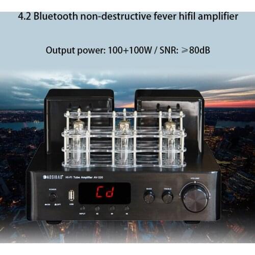 220V AV320 100W*2 Bluetooth Lossless Tube Amplifier Decoding Fever Tube Amplifier Hifi High-power Fiber Coaxial USB Amplifier