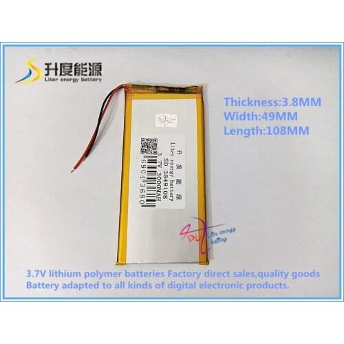 3.7V 3000mAH 3849108 Polymer lithium ion battery for tablet pc power bank MP4 GPS CELL PHONE