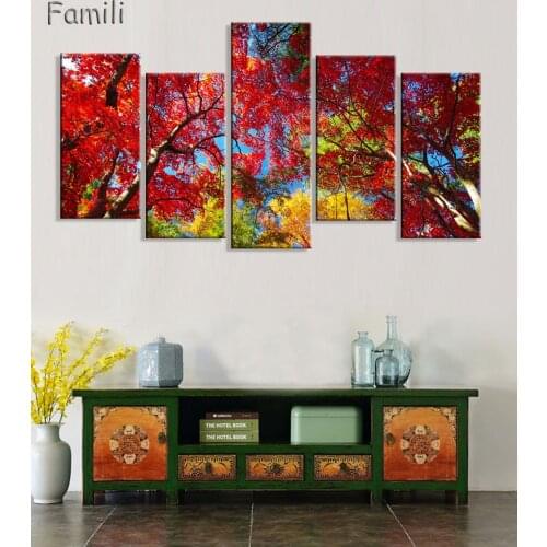 5Panels Canvas Prints Autumn Picture canvas painting poster home decor fashion wall art for living room,wall painting