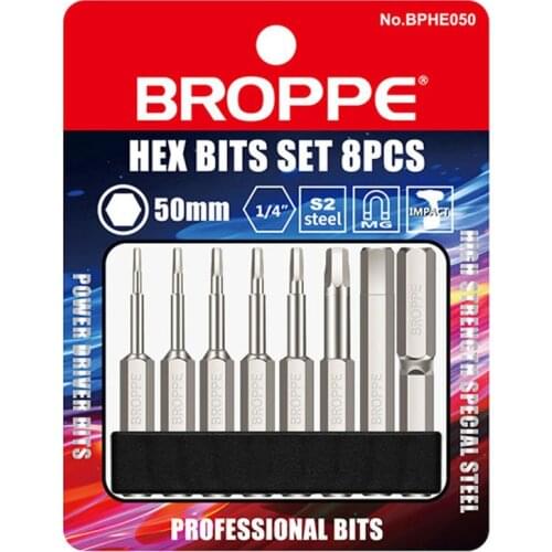8pcs 1/4" 50mm Hex Screwdriver Bits 1.5-8mm Magnetic Electronic Drill S2 Steel Hexagonal Screw Driver Bit Set Power Driver Tools