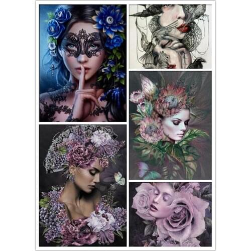 Beautiful Flower Women 5d Diamond Embroidery DIY Diamond Painting Cross Stitch Kits full square/round Diamond Mosaic Home Decor