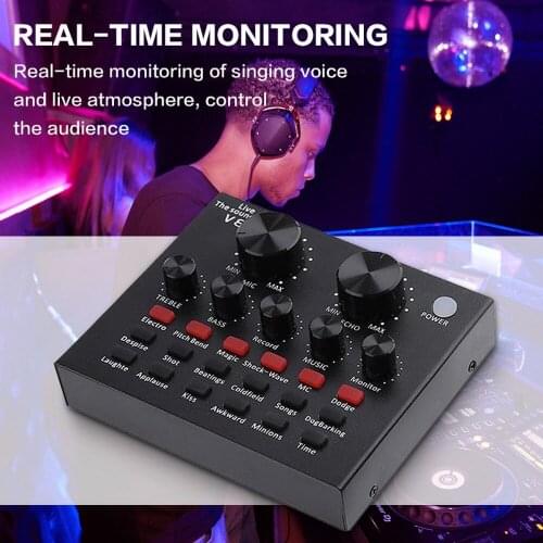 English V8 Live Sound Card Mobile Phone Computer K Song Anchor Singing Bar Microphone Voice Change Microphone