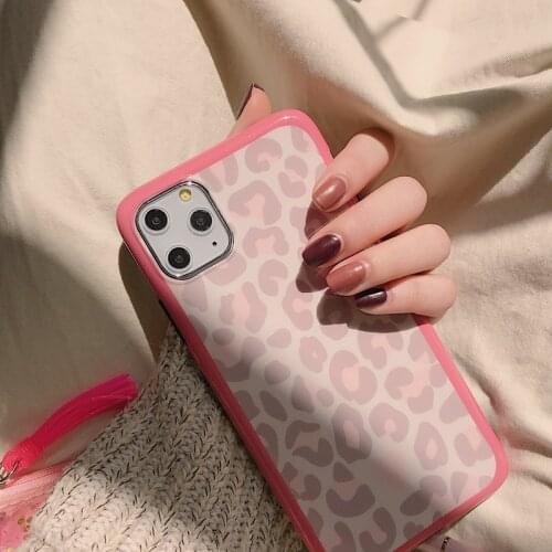 Fashion Leopard Print Case for iPhone 11 Pro Max X XS XR Cute Pink Phone Cases for iPhone 7 8 Plus SE 2 2020 Soft Silicone Cover