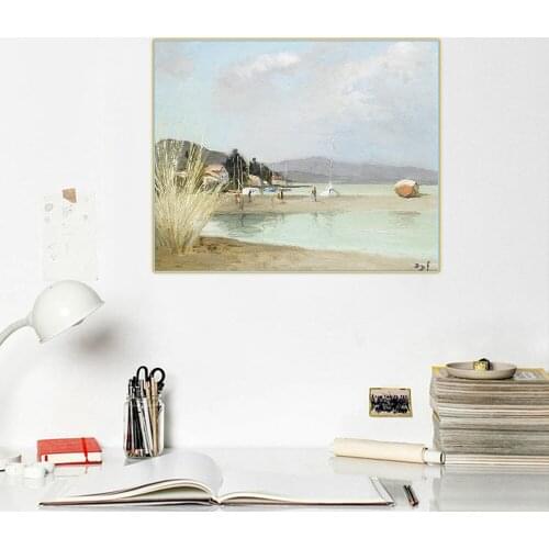 Citon Marcel Dyf The Bay Landscape Seaside pier scenery Canvas Art Oil Painting Artwork Picture Wall Decor Home Decoration